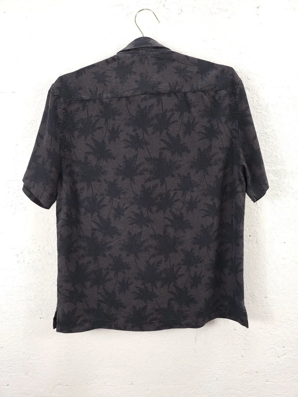 Nat Nast Shirt Mens Medium Brown Silk Cotton Palm Tree Tropical Hawaiian Aloha